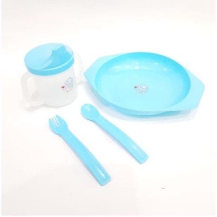 Ninio Feeding Set Perlengkapan Makan Sendok Garpu Mangkok Gelas Bayi F-323 &amp; F-324