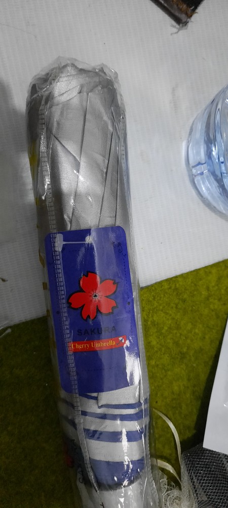 Payung Lipat  Silver Biru Polos Sablon Promosi