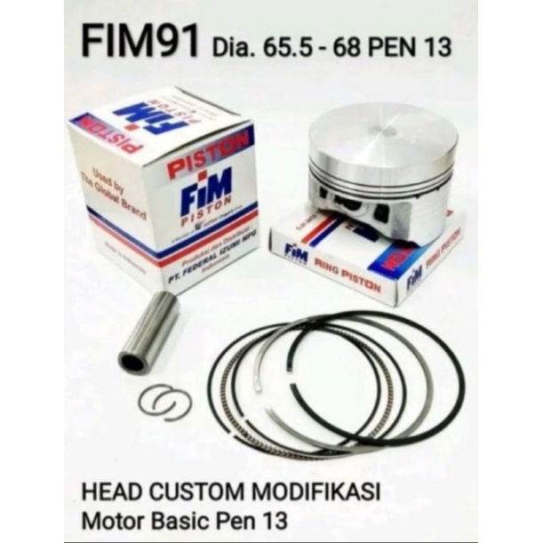 Piston Seher kit mentah rubahan 66 67 68 pen pin 13 fim