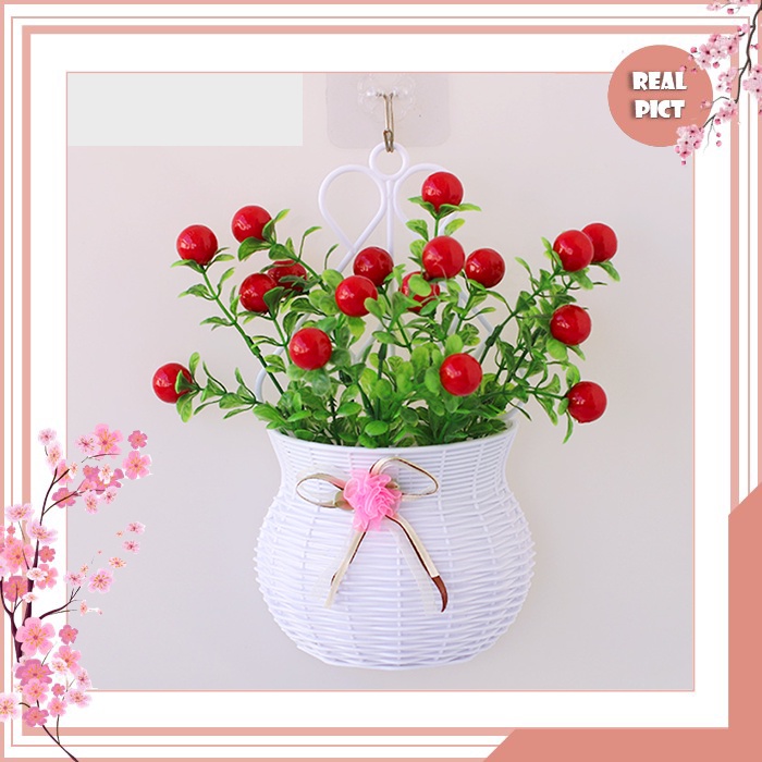 UNICO Tanaman Hias Plastik Dekorasi Rumah Bunga Hias Gantung Bunga Hias Ceri Pot Gantung PBP36