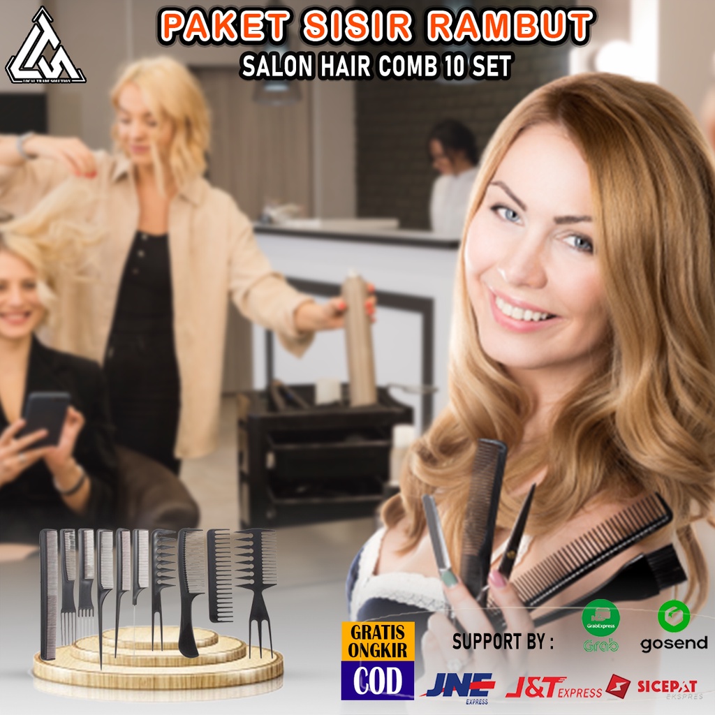 Paket Sisir 10 in 1 Rambut Pria Wanita Hair Comb Salon Anti Rontok Kusut