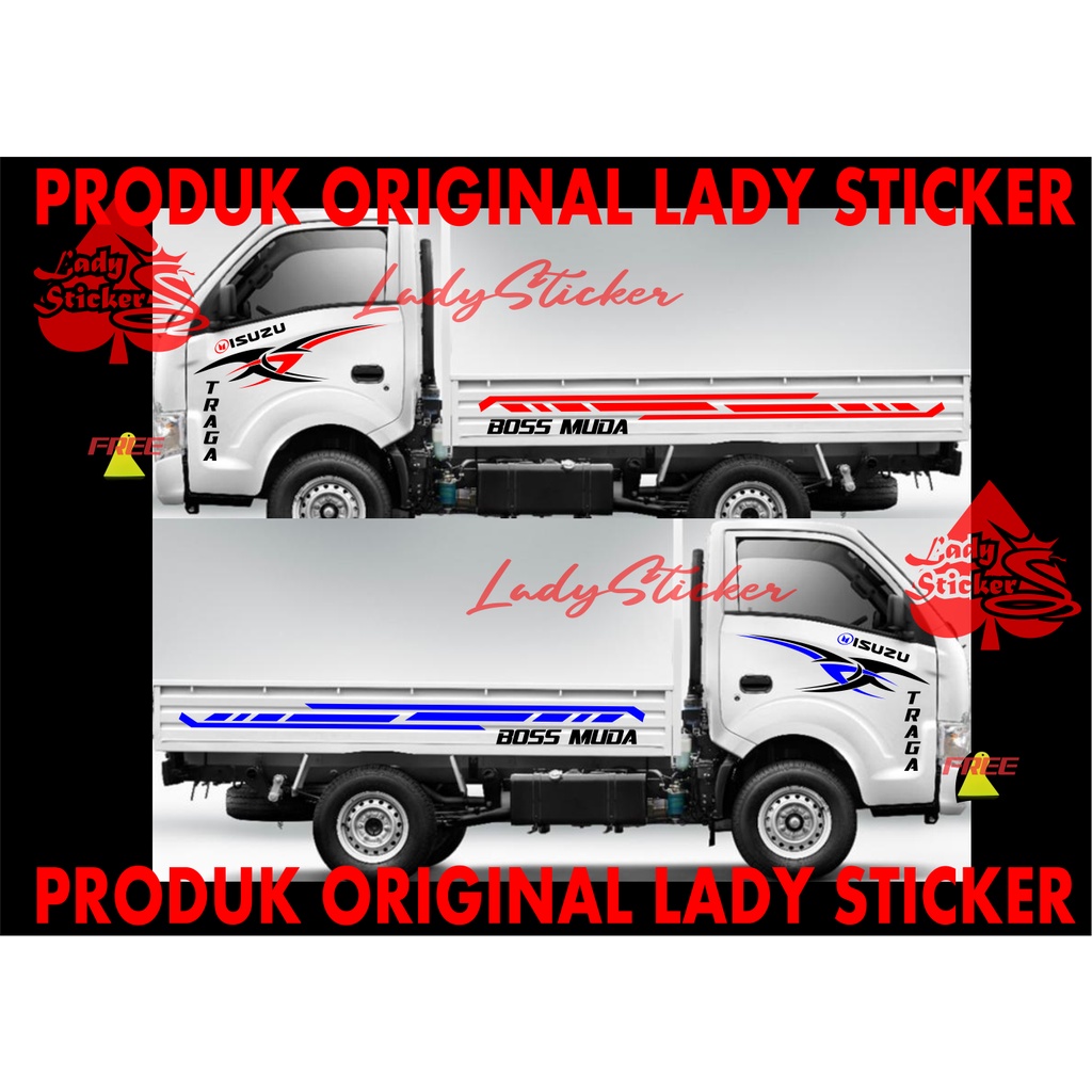 STICKER MOBIL PICK UP TRAGA STRIPING STICKER MOBIL PICKUP ISUZU TRAGA BOSS MUDA CUSTOM NAMA