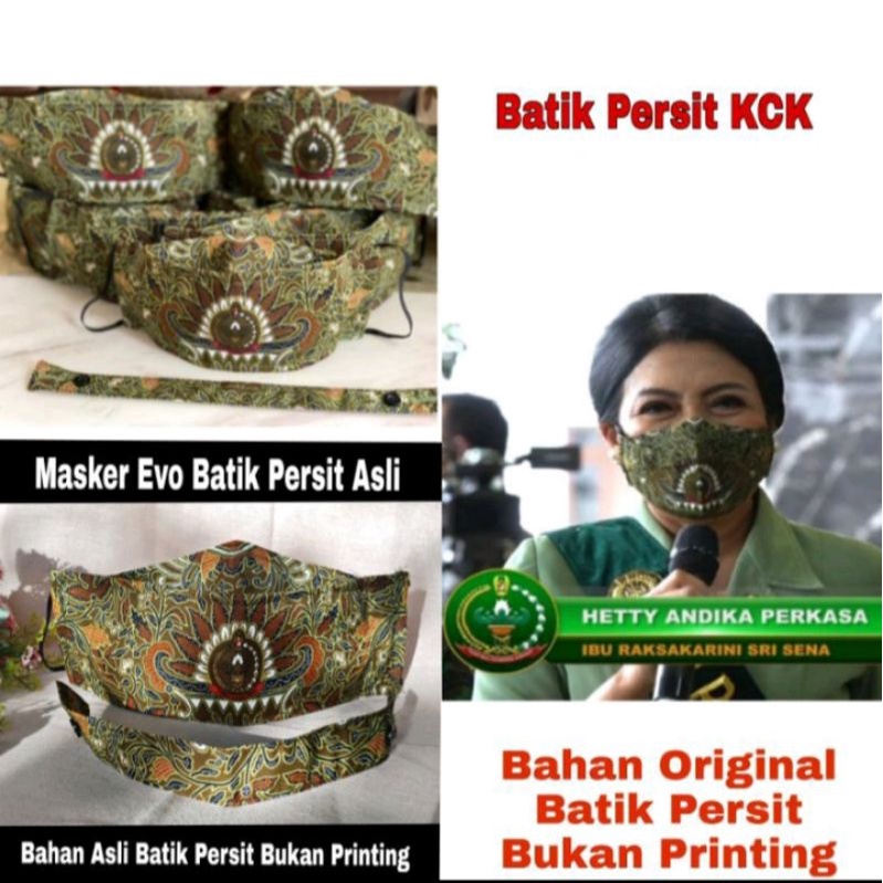 Masker Batik Evo Persit, Asli Bahan Batik Persit bukan Printing