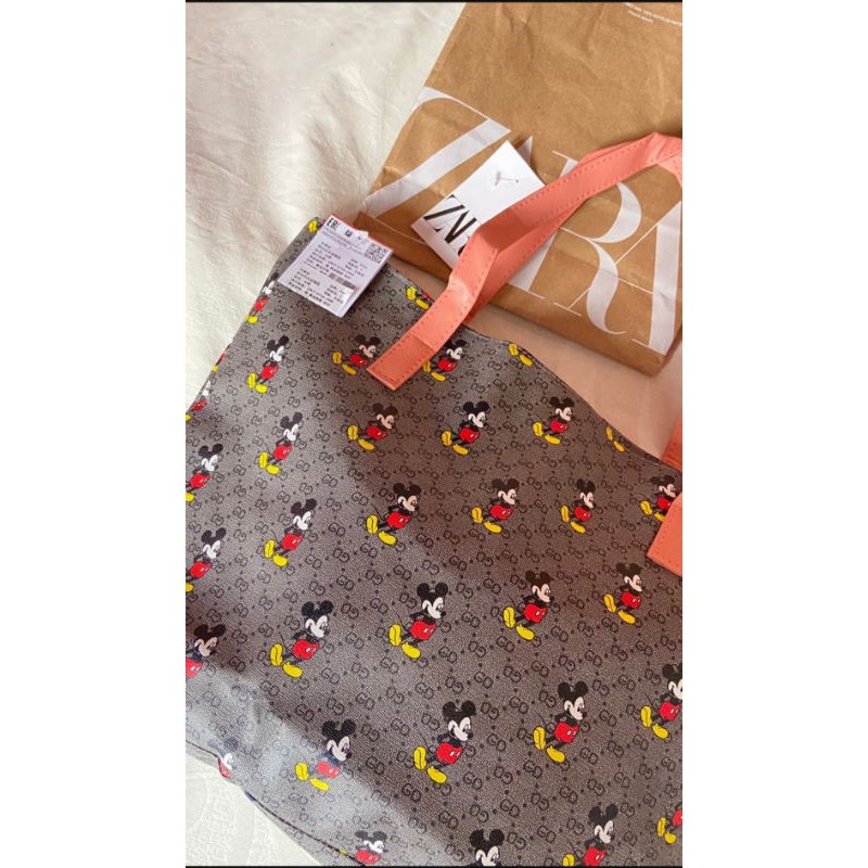zara tote bag mickey collection
