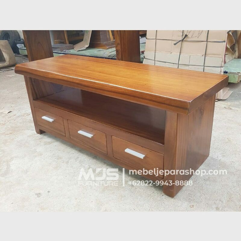 Meja TV minimalis 140 cm Kayu Solid Trembesi