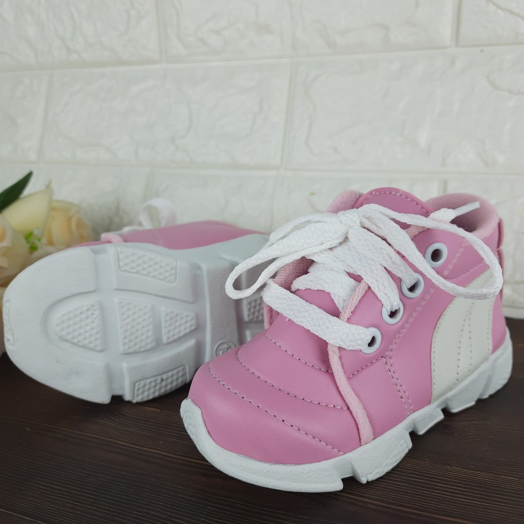 [TAMAN SEPATUKU] SEPATU TRENDY MURAH SNEAKER PINK TALI ANAK PEREMPUAN USIA 1 2 3 4 5 6 TAHUN FAX07