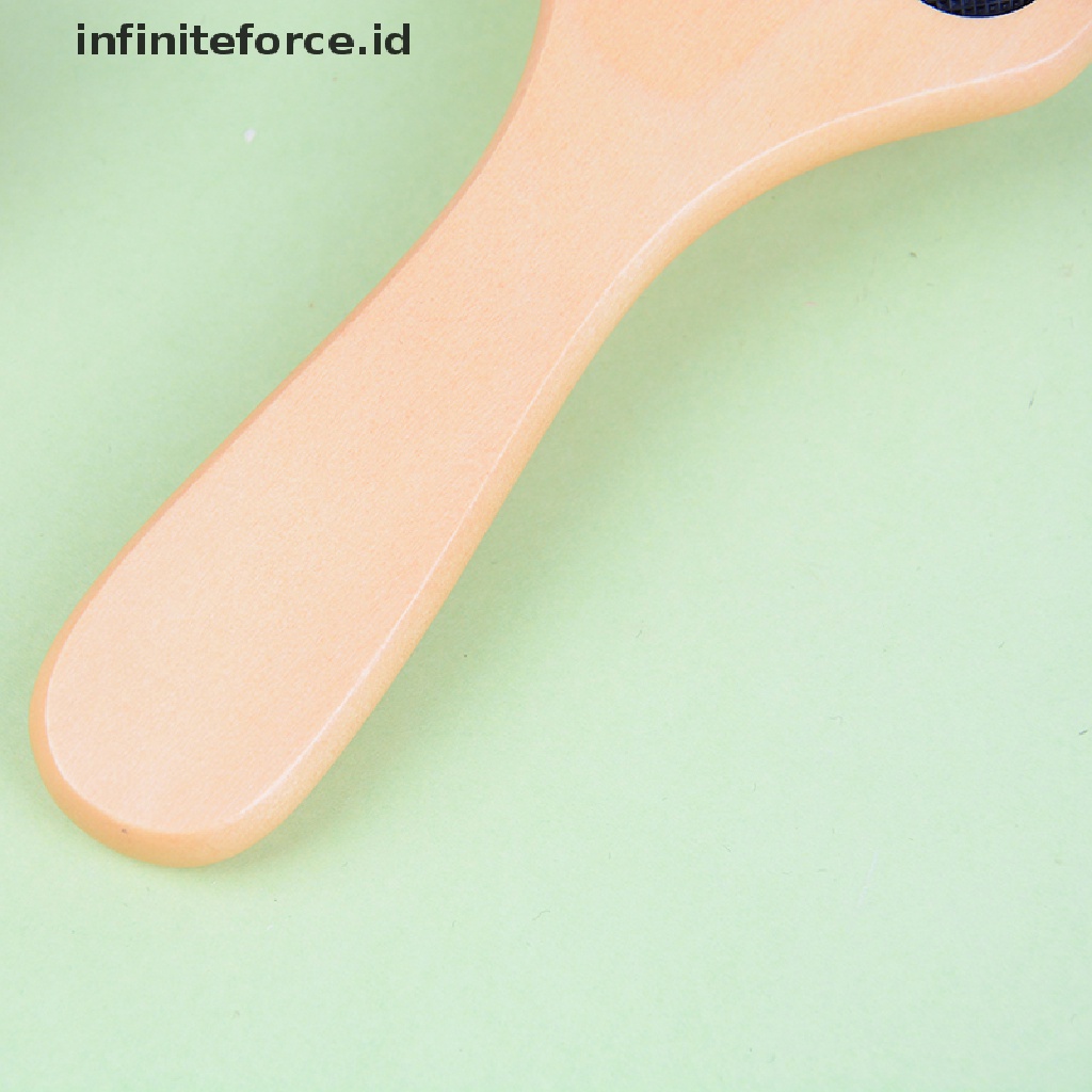 (Infiniteforce.Id) Sisir Pijat Kepala Anti Statis Gagang Kayu