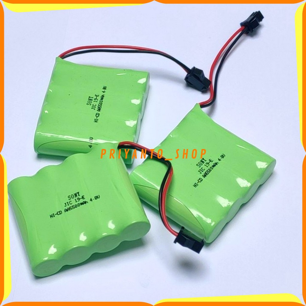 Baterai Bateray NiCd RC AA 5500mAh 4.8V Socket Hitam isi 4 Original