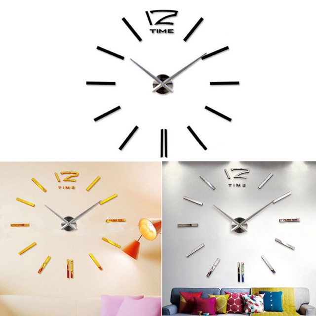 Jam Dinding Besar DIY Giant Wall Clock Quartz Creative Design - Silver