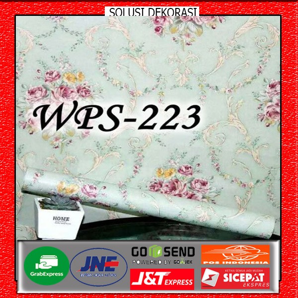 READY STOK!!! PROMO WALLPAPER STIKER DINDING MURAH | MOTIF KEMBANG HIJAU |45 CM X 10 METER