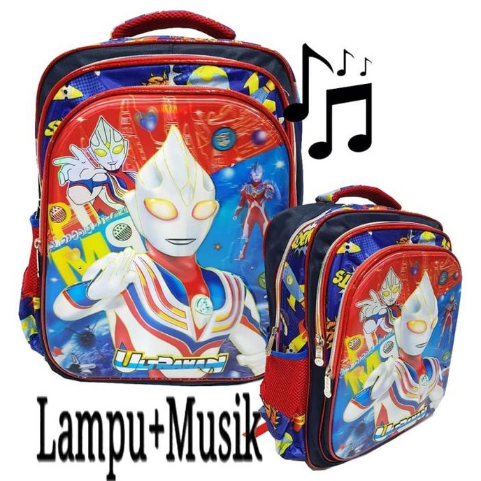 Promo Tas Lampu + Musik Ransel Anak Sekolah Sd Ultraman 5D Import Termurah