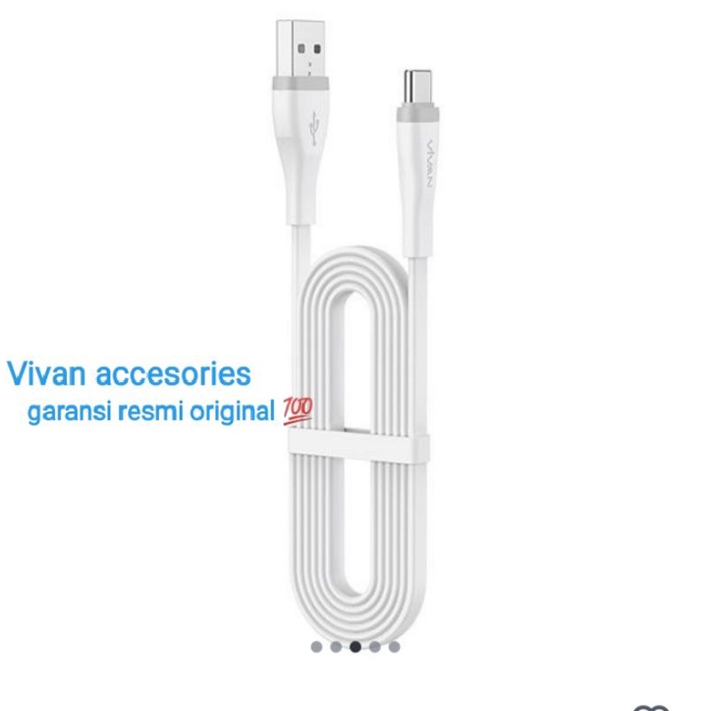 VIVAN SC200S 2,4A.200CM. Type-C Quick Charge SR Extended Protection Flat Design Data Cable WHITE