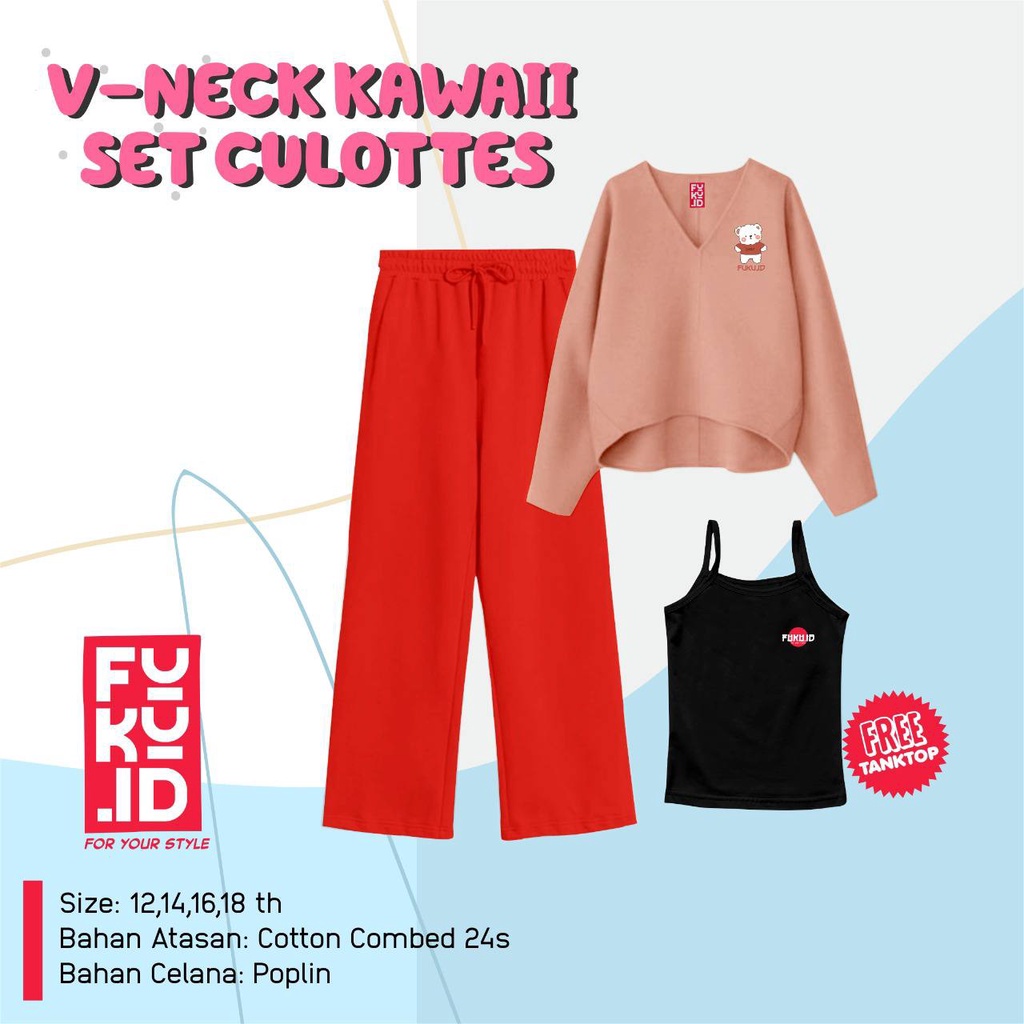 V-NECK KAWAII SET CULOTTES by FUKU.ID