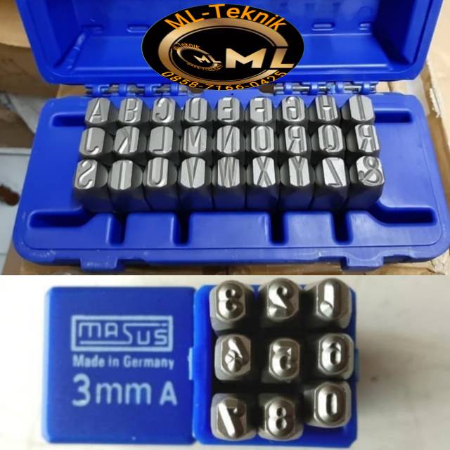 

MASUS Germany Huruf Ketok 3 mm Stamp Punch Letter A - Z dan hurup &
