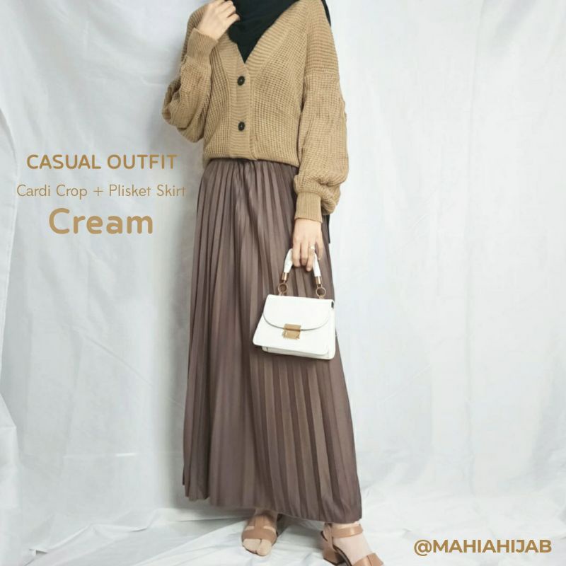 Crop Cardi Set Cardigan + Rok Plisket by mahiahijab murah OOTD , paket hemat , KOREAN STYLE,  Outfit Rajut, SETELAN LENGKAP , Part 2