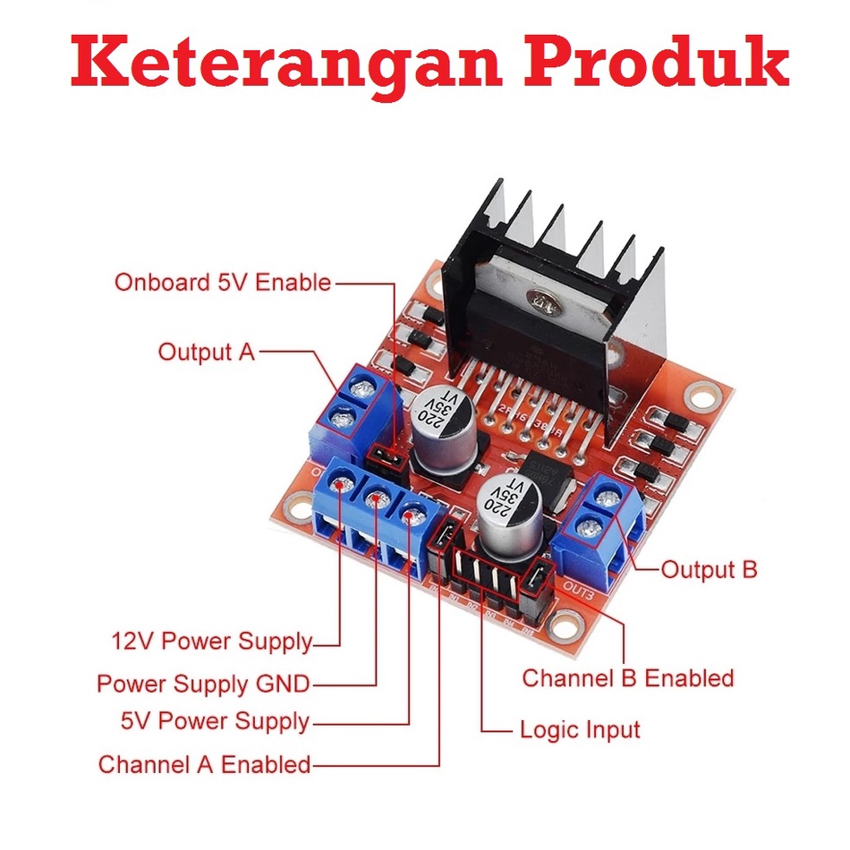 [HAEBOT] Motor Driver Module L298N 2 Channel Pengatur Kecepatan DC Motor Robot Arduino L298 Pengendali Stepper Dinamo