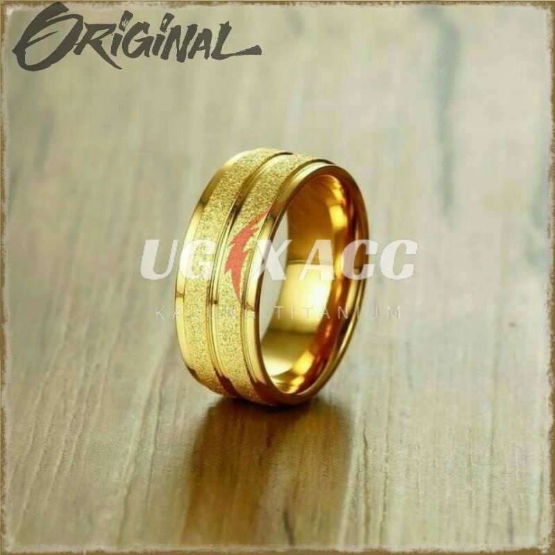 Cincin Jari Titanium Pria Wanita Couple Tunangan Nikah Kawin Silver Putih Gold Emas  Hitam Black Pol