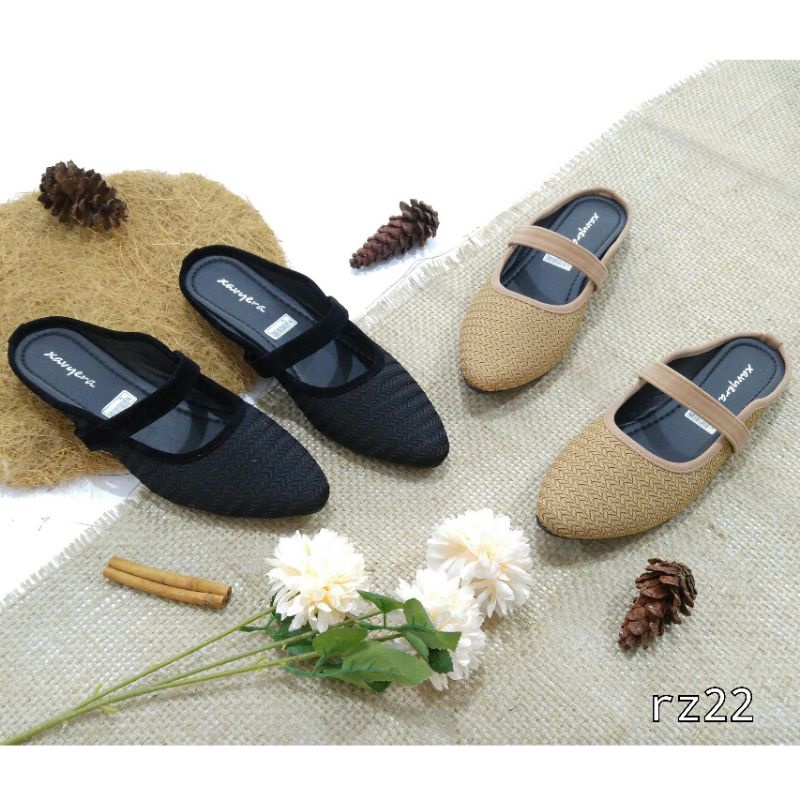 BorneoXavyera  Sepatu Flat Amira rz22 Flatshoes Kekinian Bahan Kanvas Premium