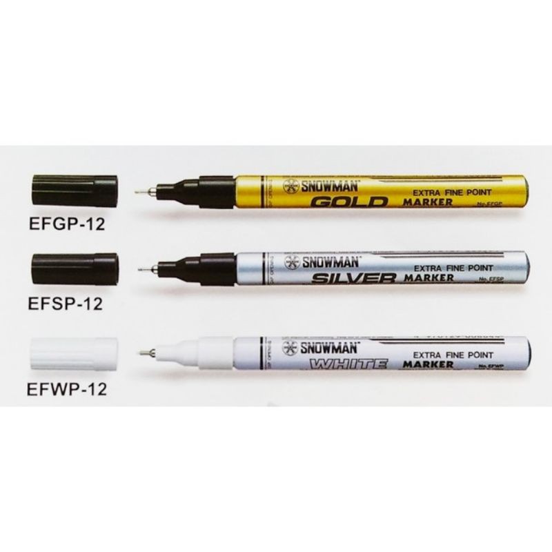 

Spidol Cat Permanen Extra Fine Tip Snowman Gold EFGP-12 Silver EFSP-12 White EFWP-12
