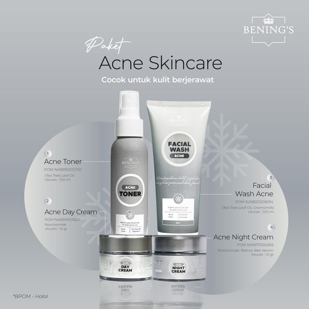 BENINGS SKINCARE BY DR.OKY PRATAMA PAKET ACNE / OILY (BENINGS CLINIC) PAKETAN JERAWAT BERMINYAK DAN BERUNTUSAN