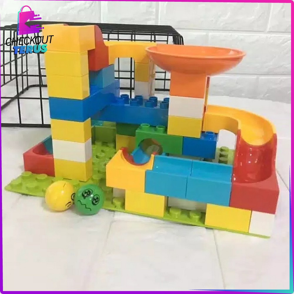 CT M38 Mainan Susun Balok Kelereng Isi 50PCS dan 56PCS Mainan Edukasi Balok Bongkar Pasang Bricks Marble Run Kids