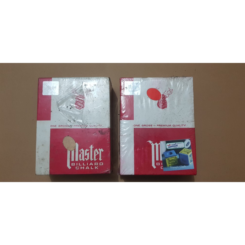 

kapur billiard Master Chalk Original 1gross 144pcs - MERAH 12pcs