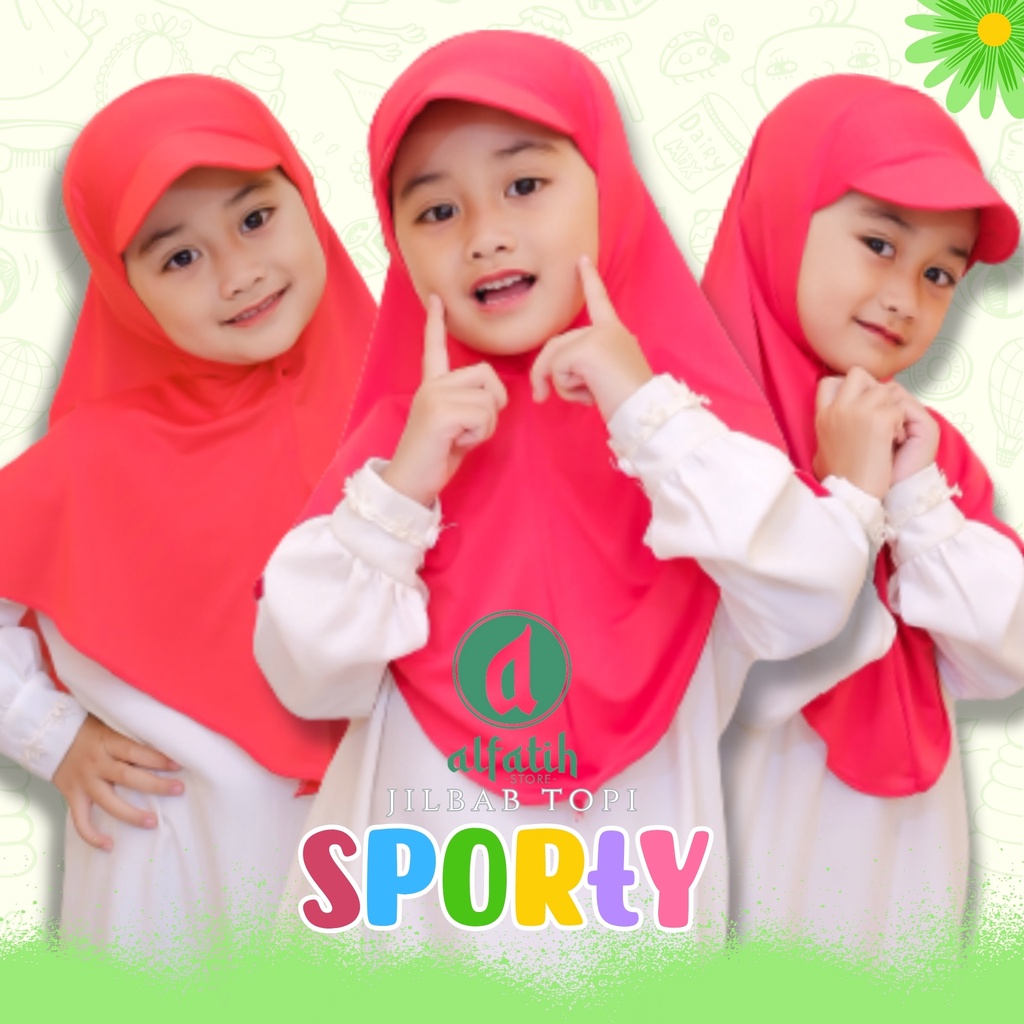 ALFATIH STORE/JILTOP/ Jilbab Topi sporty SD / Jilbab Murah/IANAH