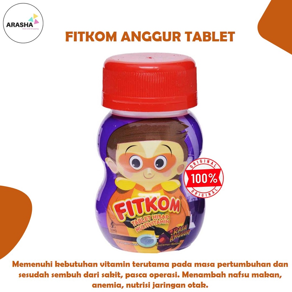 FITKOM Tablet Hisap Rasa Anggur Vitamin Anak/ Penambah Nafsu Makan/ Multivitamin
