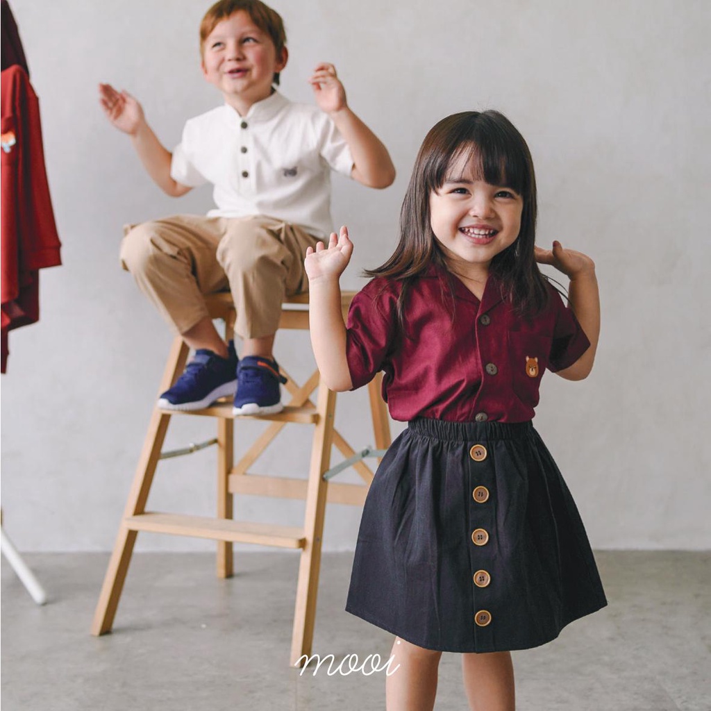 PROMO 7.7 PROMO BAJU LEBARAN MURAH MOOI MIKKA BUTTON SKIRT ROK KANCING ROK ANAK FASHION ANAK PEREMPUAN 1-5 TAHUN