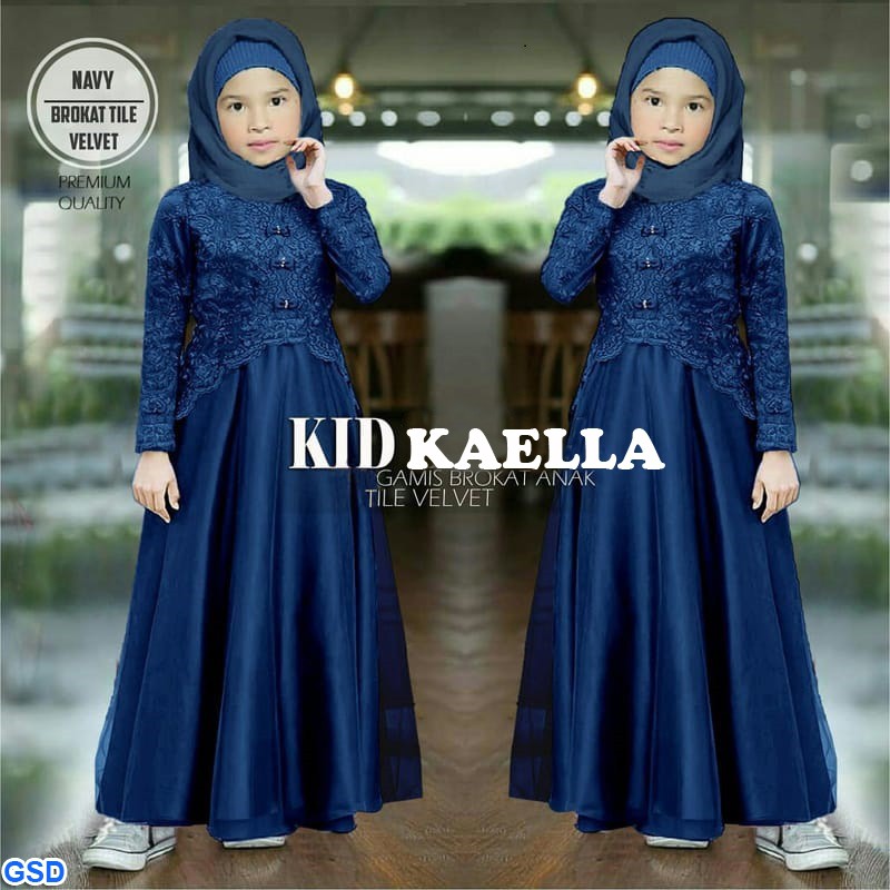 Maxi Kaella Kids/Baju Pesta Anak Muslim/ Gamis Anak Kombi Brukat/ Baju Anak Muslim Diskon