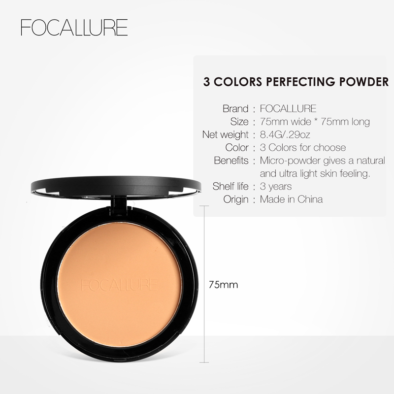 FOCALLURE Natural Matte Pressed Powder Oil Control Waterproof Face Cosmetics FA16