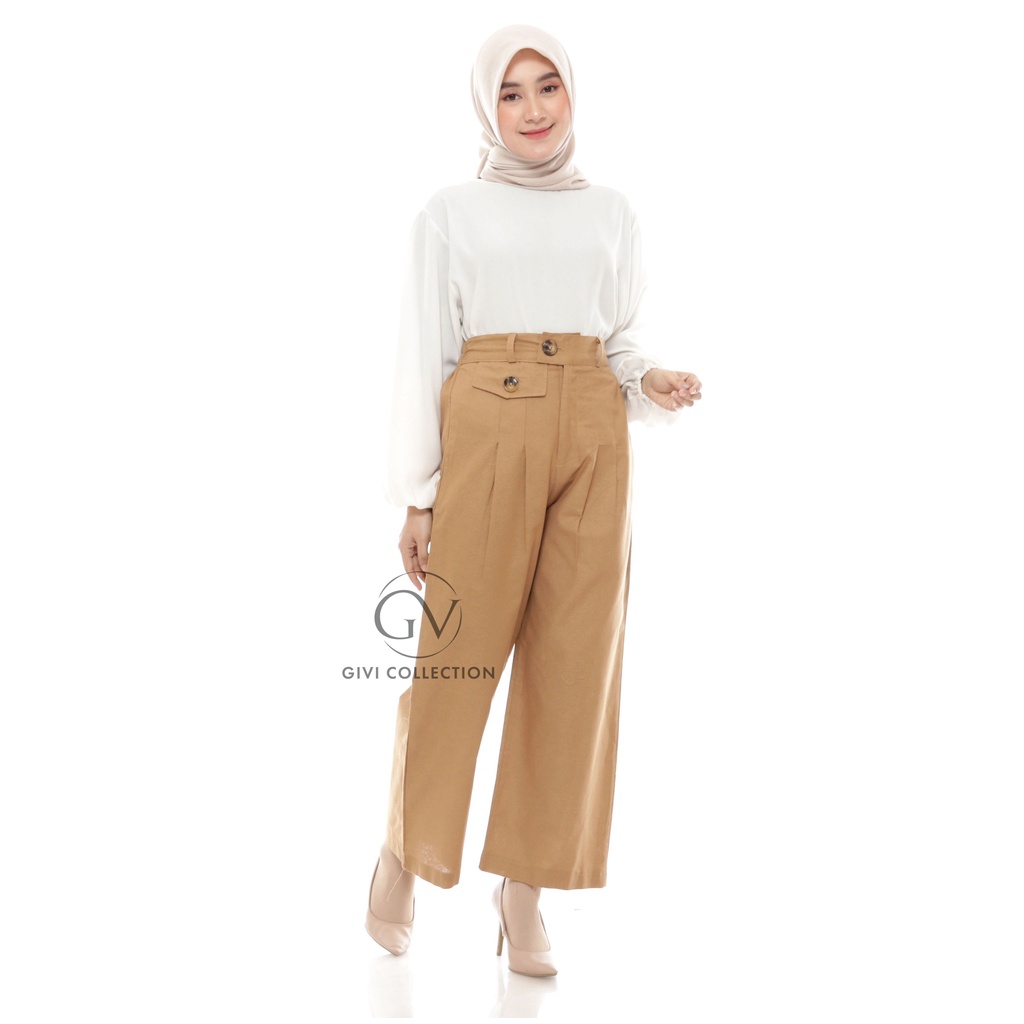 Celana Kulot Highwaist Bahan linen rami / kulot rami