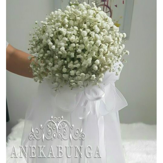 Buket Bunga Pernikahan Baby Breath Asli Fresh Hand Bouquet Wedding