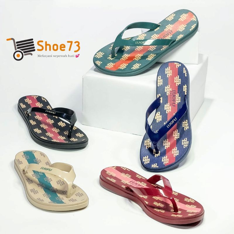 LUOFU F 2302 - E09GC SIZE 36-40 ORIGINAL l Sandal Jepit motif jelly wanita l Sendal jepit cewek impor