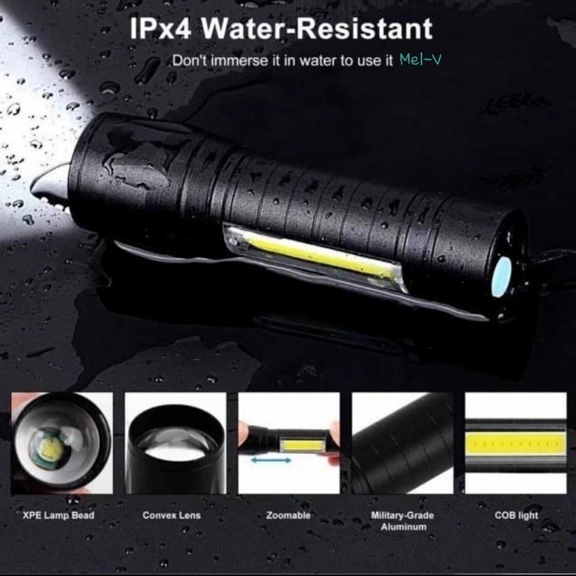 Senter Led Senter Mini XPE COB Led Swat Police Light Recharge