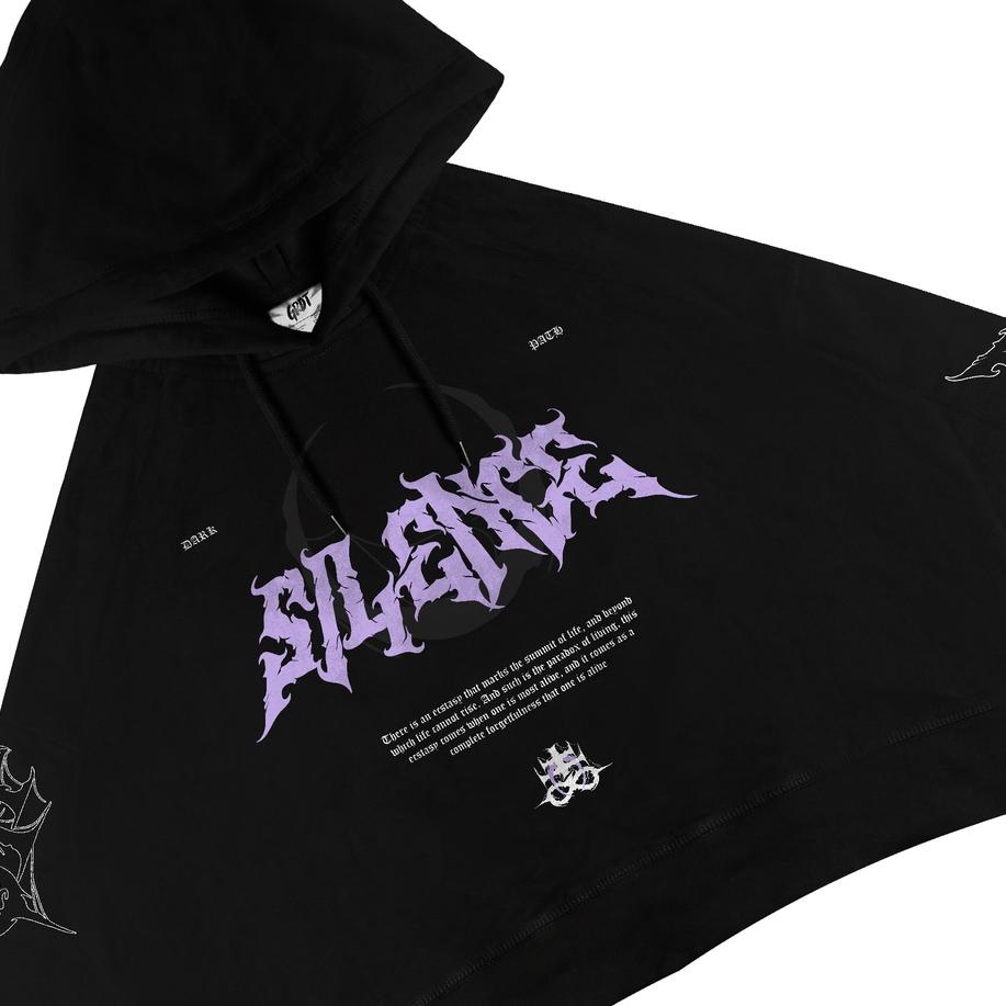 Murah Meriah GRDT Silence Hoodie Oversize Crop Top Black