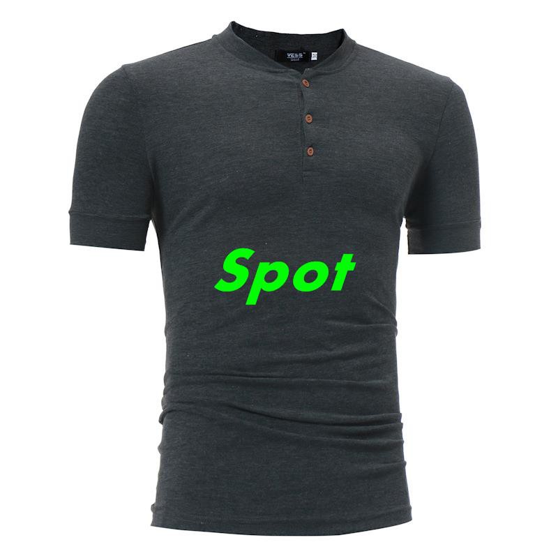 spot Pria Kaos Lengan Pendek Tiga Tombol Berdiri Desain spot Pria Kaos Lengan Pendek Tiga Tombol Berdiri Desain