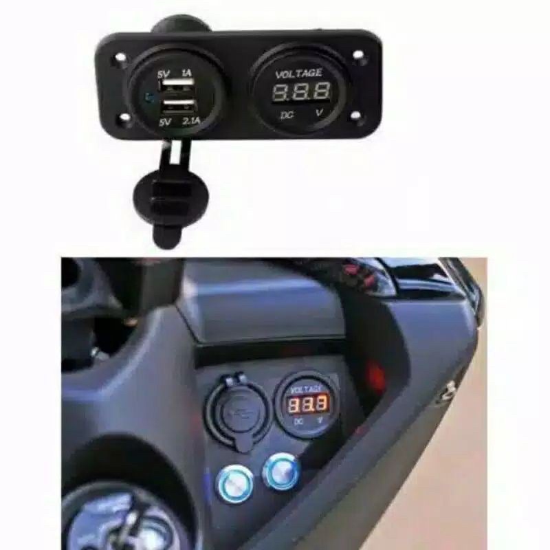 Casan Hp motor | Volt Meter + Usb Port Untuk motor Nmax / Aerox / Vario / Mio / Pcx new /Beat