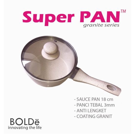 Bolde Sauce Pan 18cm Dengan Lapisan Granite Anti Lengket Dan Tutup kaca