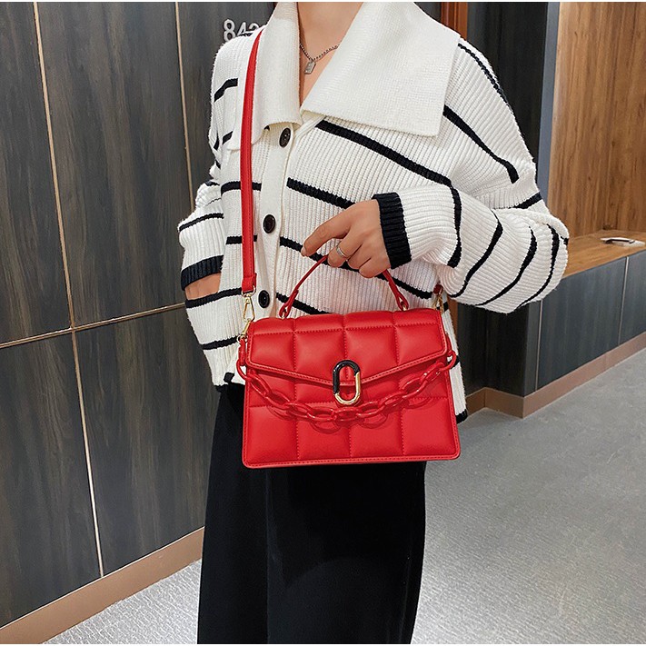 BJ81754 - BLACK/BROWN/KHAKI/PINK/RED/WHITE - TAS SLEMPANG RANTAI IMPORT TAS WANITA FASHION IMPORT MODIS ELEGAN TERMURAH TERLARIS TERBARU BAGSTORE JAKARTA TAS BATAM GT1754 CR7461