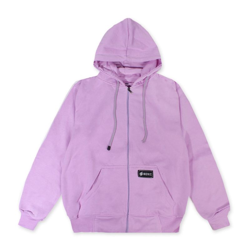 Jaket Hoodie Polos Warna Lilac Pria Dan Wanita Free Gantungan Kunci