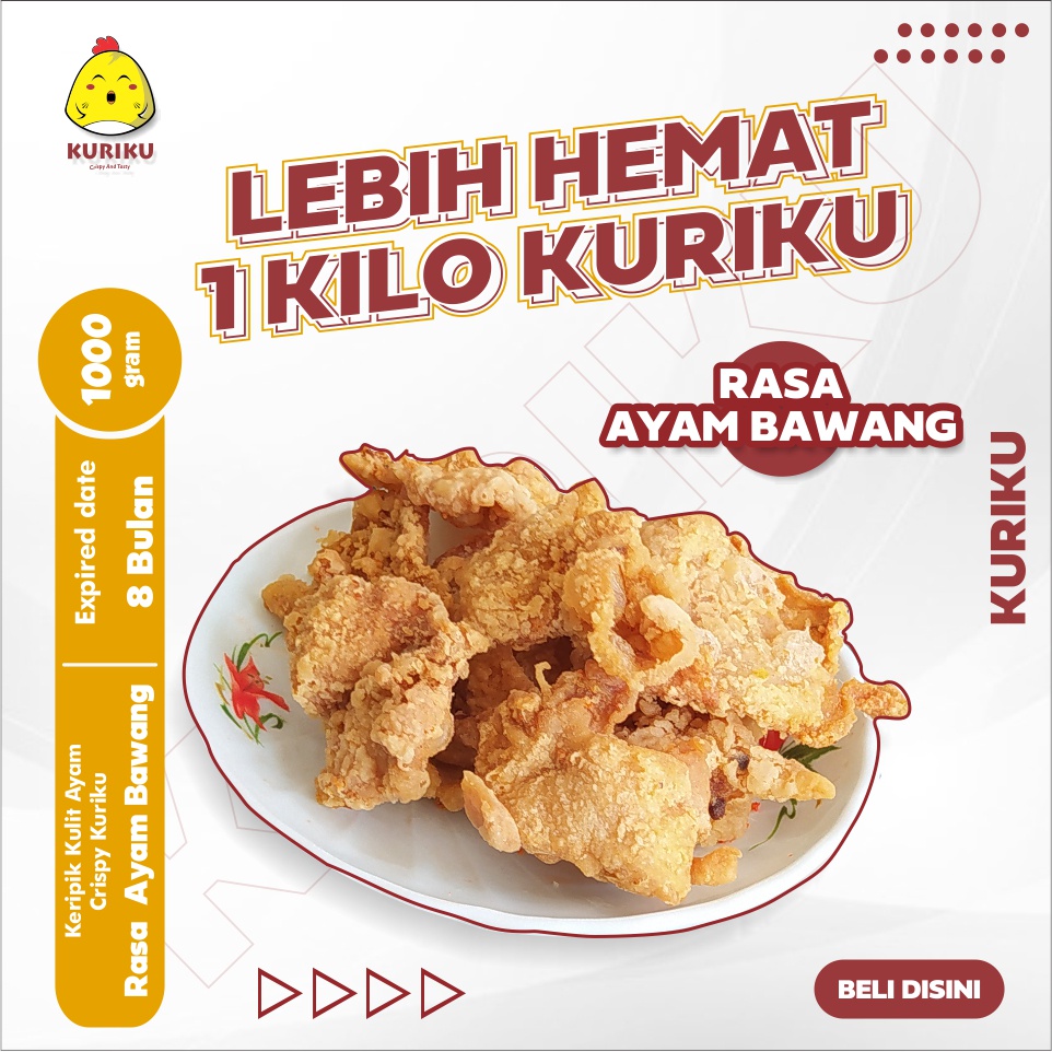 

Kripik Kulit Ayam Crispy Kuriku Ayam Bawang 1kg