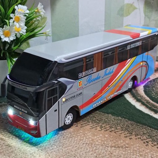 Miniatur Bus bis Rosalia indah silver SR2 PLUS LAMPU