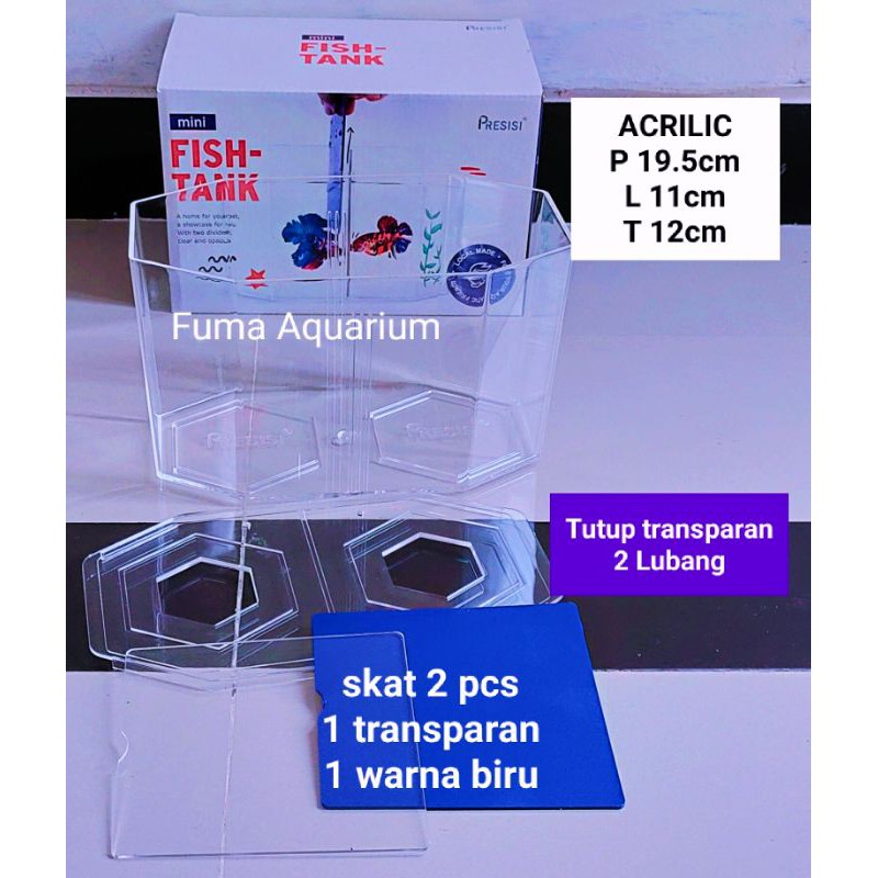 Aquarium Selfie Mini Fish-Tank Presisi Segi 8 Dobel Skat Akuarium cupang Akrilik Solitaire