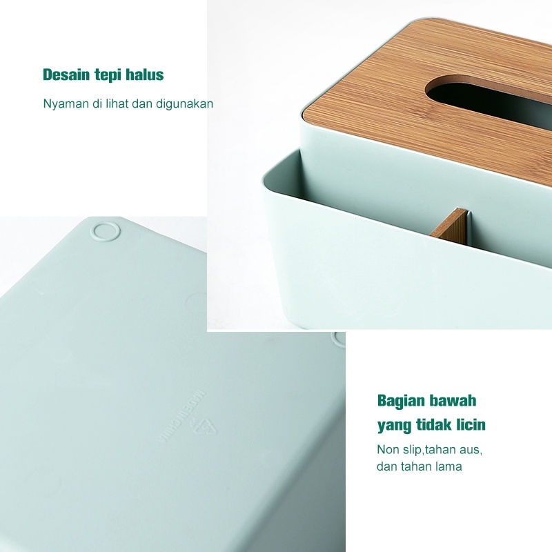 Kotak Tissue Tisu Tisue Box Nordic Aesthetic Modern Kayu dengan Storage Box Multifungsi Terbaru Scandinavian Style Minimalis