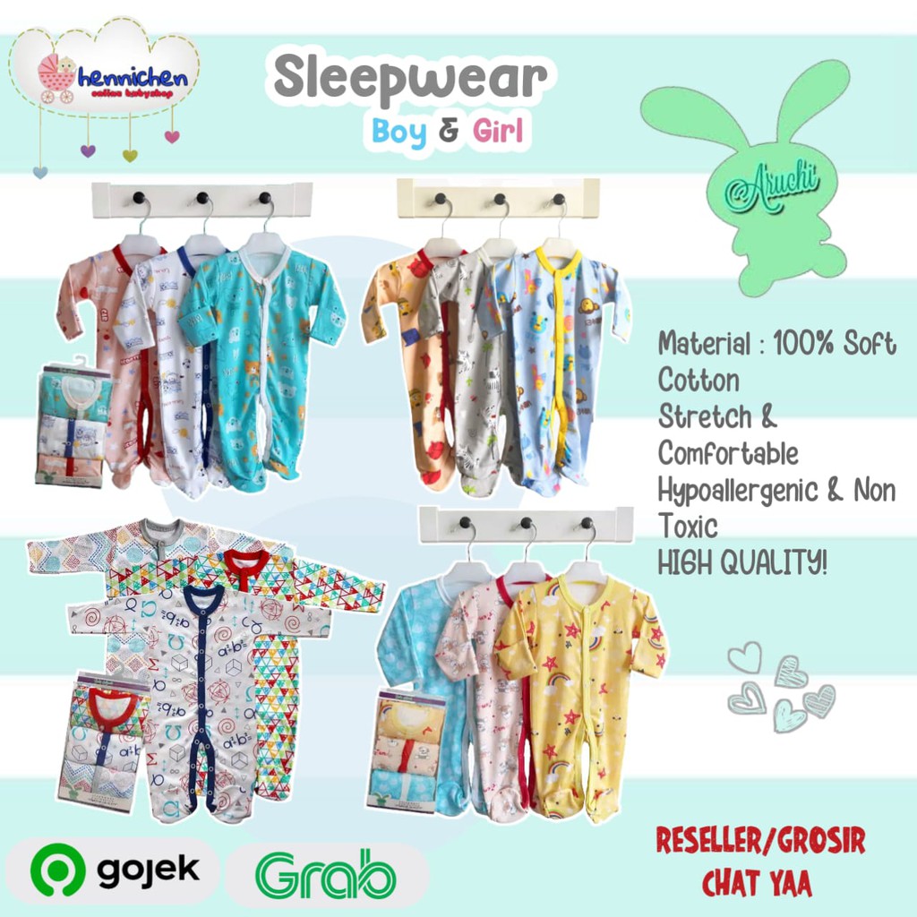 PROMO 7.7 SLEEPSUIT ARUCHI / SLEEPWEAR ARUCHI ( ISI 3 PCS ) SNI