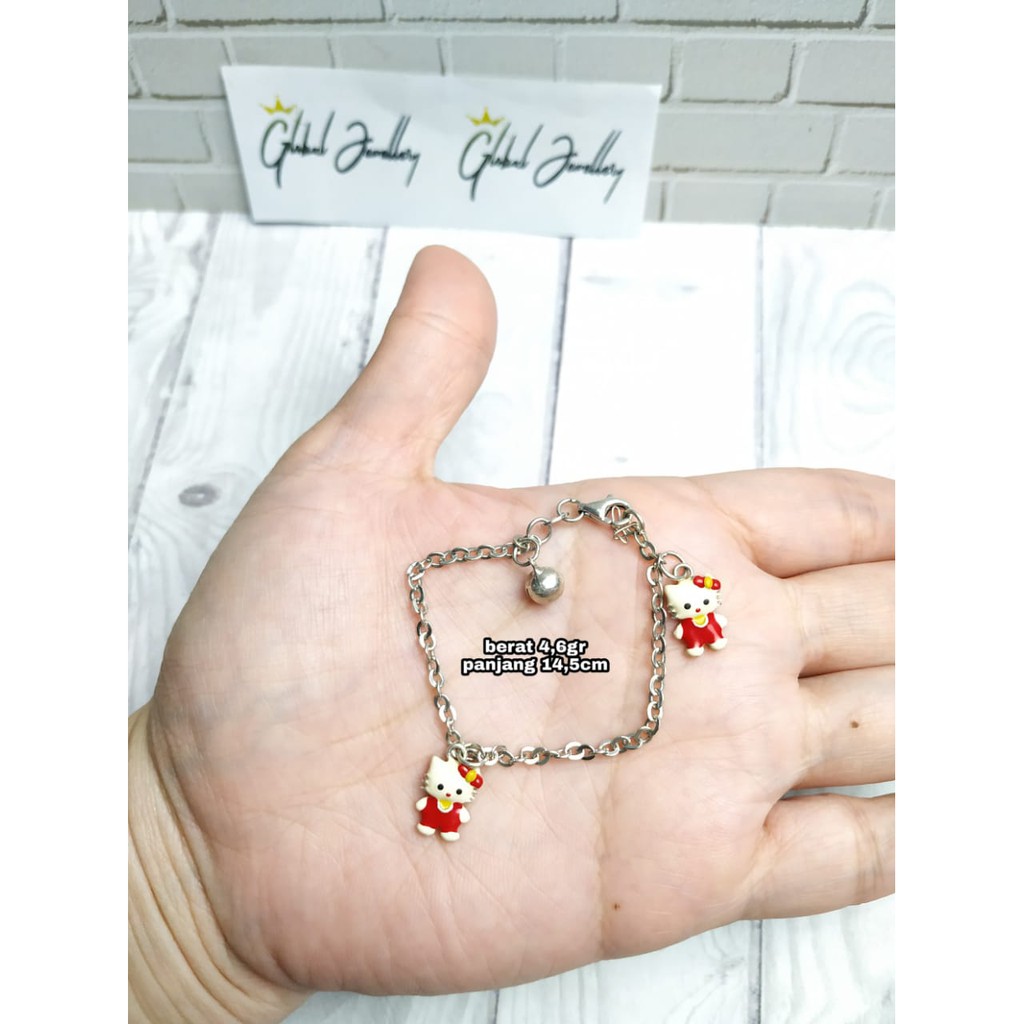 GELANG TANGAN CAT HK PERAK ASLI S925 PERAK ASLI S925 KODE CG055