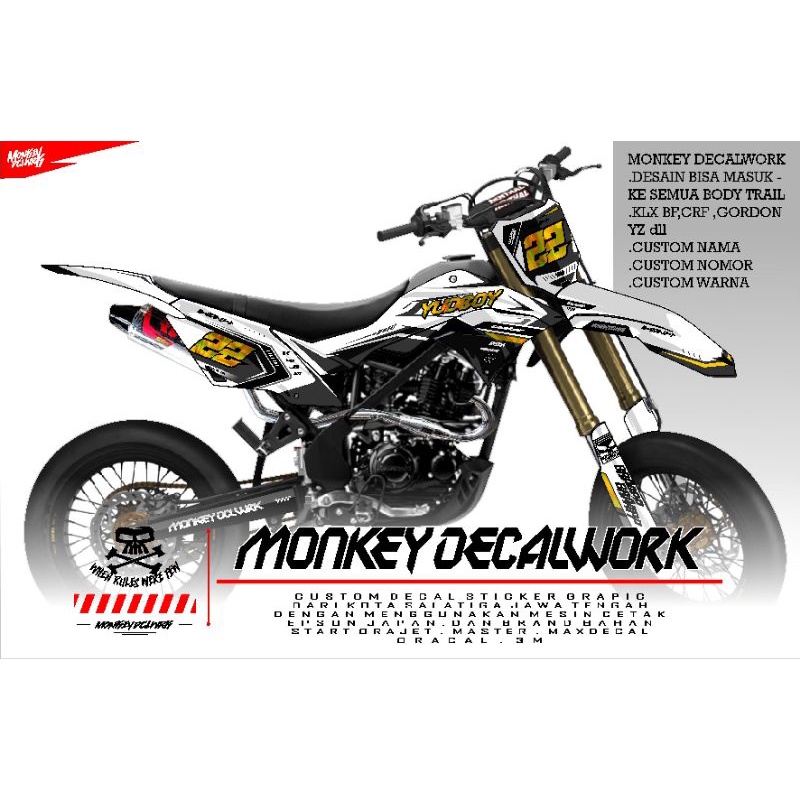 DEKAL STICKER DECAL KLX D-TRACKER  PUTIH SIMPLE DESAIN CUSTOM