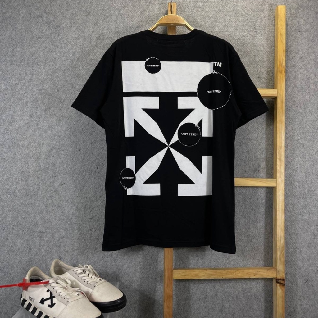 KAOS TSHIRT OFF WHITE CUT HERE LENGAN PENDEK MIRROR FULLTAG