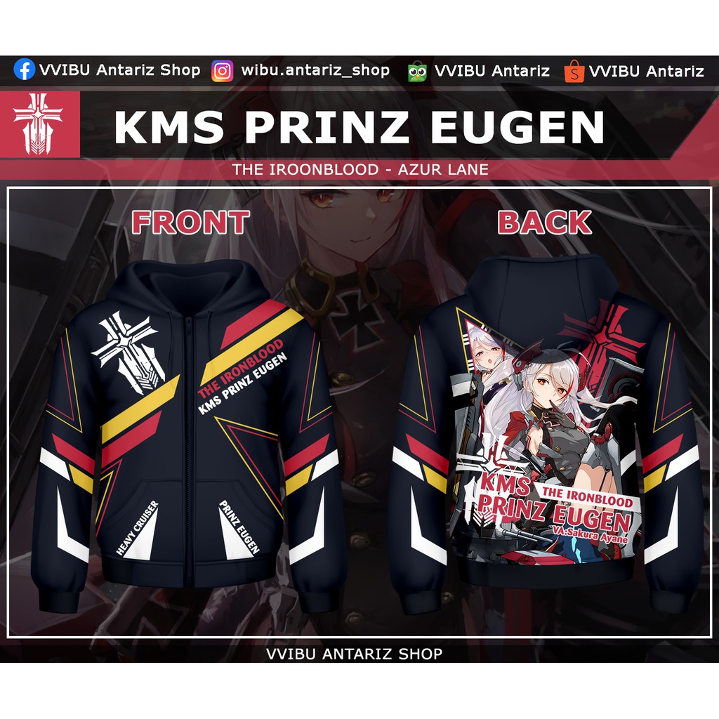 Jaket Hoodie Fullprint Anime Azur Lane KMS Prinz Eugen